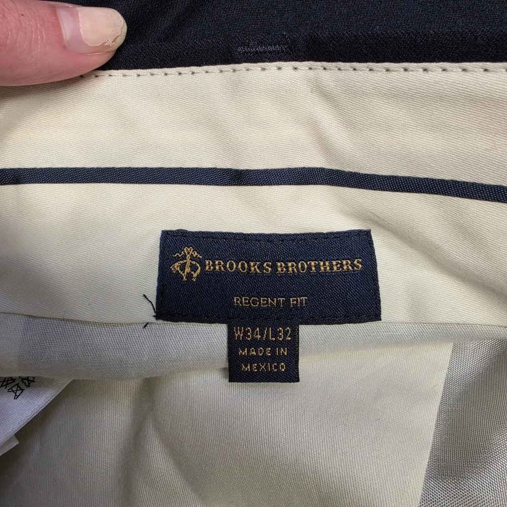 Brooks Brothers Dress Pants Navy Blue Mens 34x32 Regent Fit Wool Trousers NEW